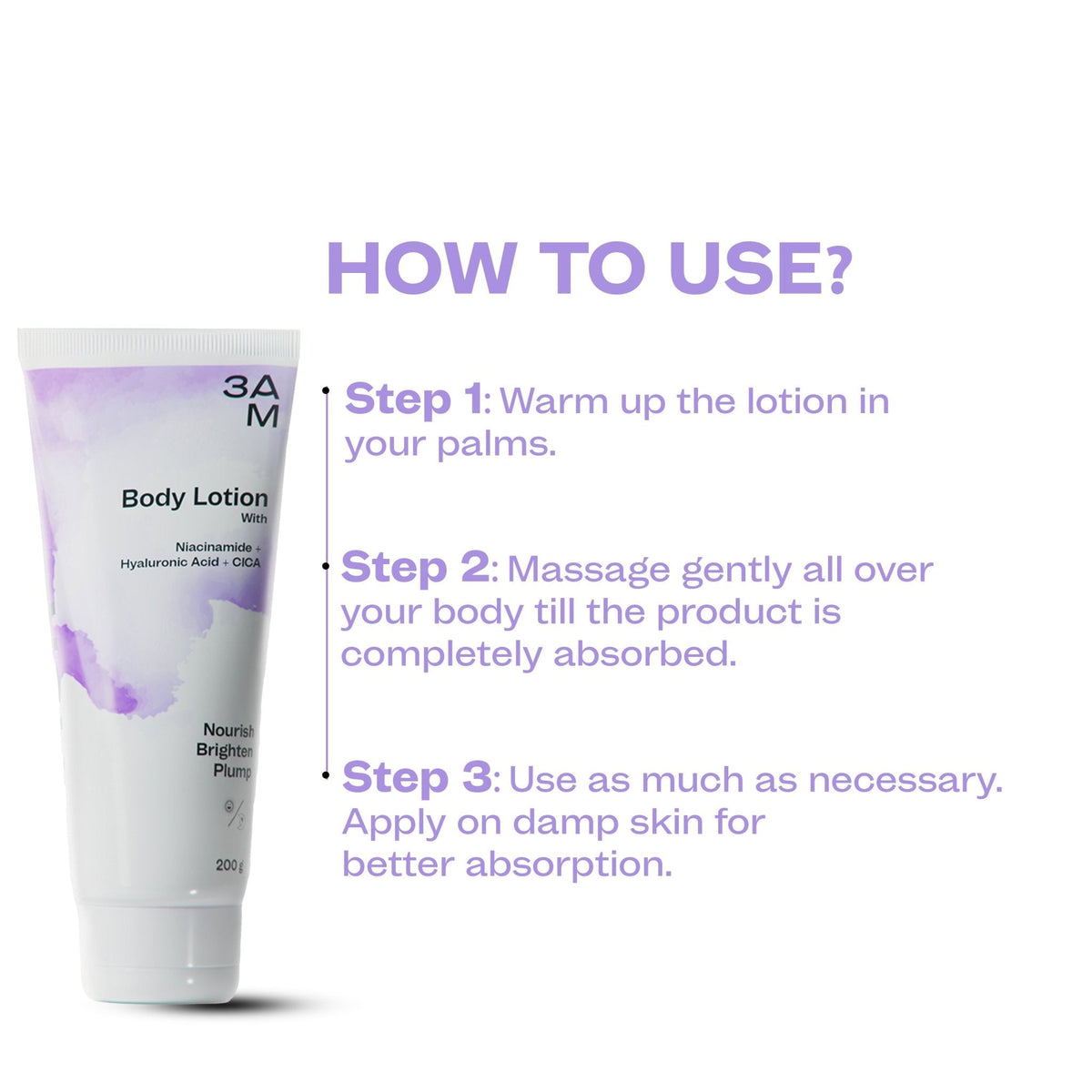 Body Lotion with Niacinamide & Hyaluronic Acid - 3AM India